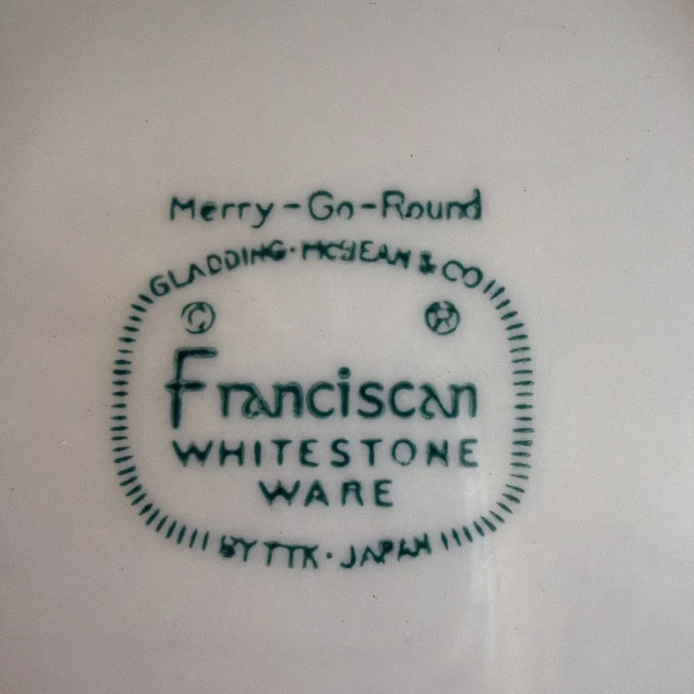 Franciscan Merry Go Round Whitestone Ware Serving Bowl 8 inch MCM Vintage